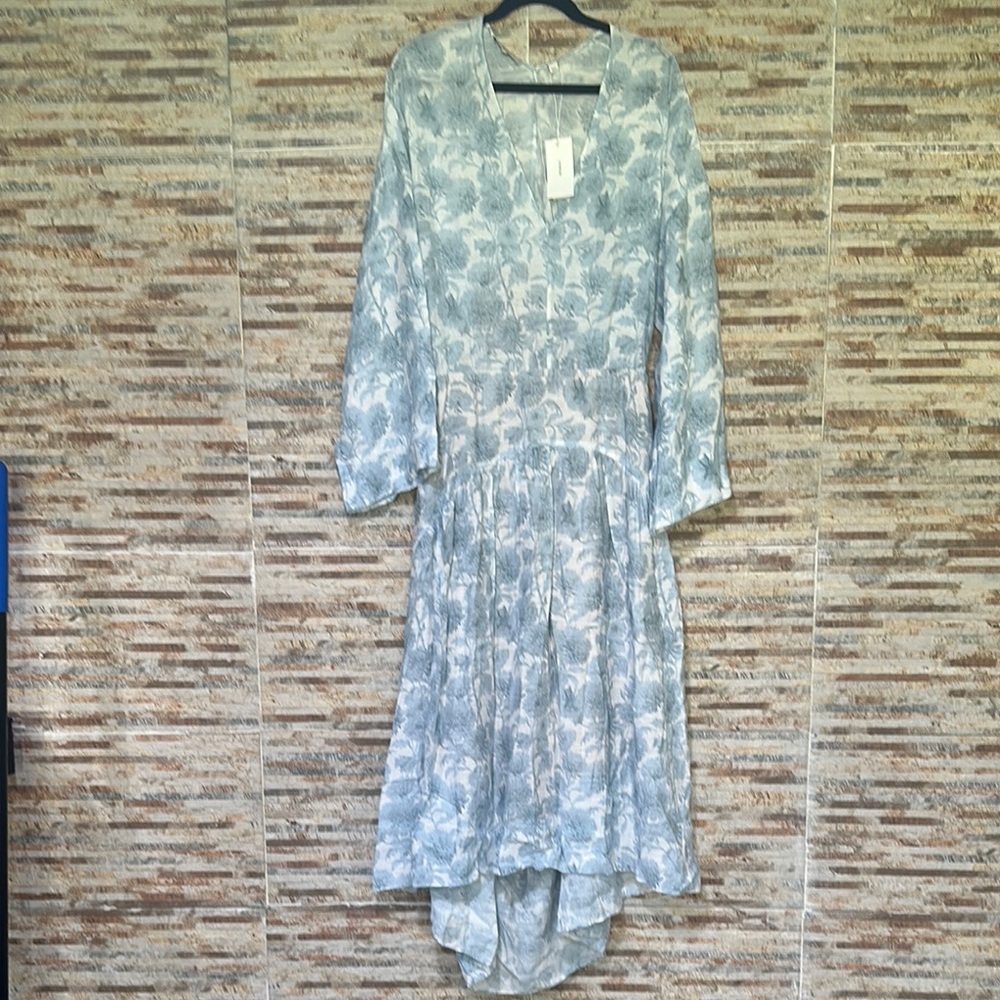 Vince Blue Floral Long Sleeve Dress